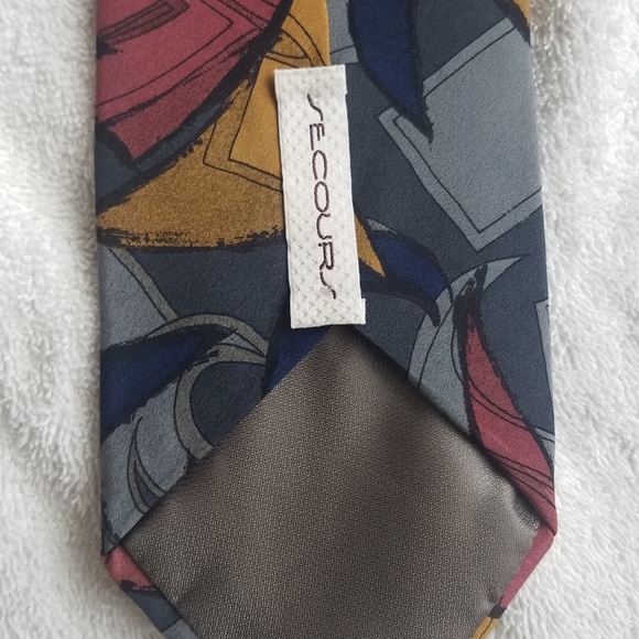 Secours 100% Silk Necktie / Suit Tie - Picture 6 of 10